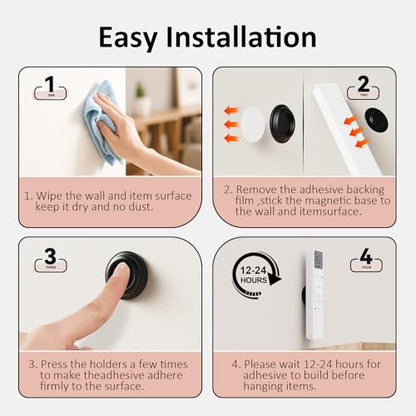 Magnetic Remote Control Holder Wall Mount for TV Fan Air Conditioner 6 Pack | Upgraded Silicone Remote Caddy, Self-Adhesive Wall Mount, 360° Rotation, Home Office Remotes Control Organizer Storage - color: Round 6 Pack