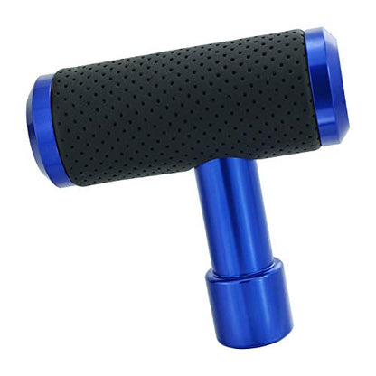 T Handle Shifter Car Knob, Joystick Style Alloy Cover with Leather Gear Stick Lever Shift Fit Most Automatic Manual Transmissions, Blue-Black - color: blue-black