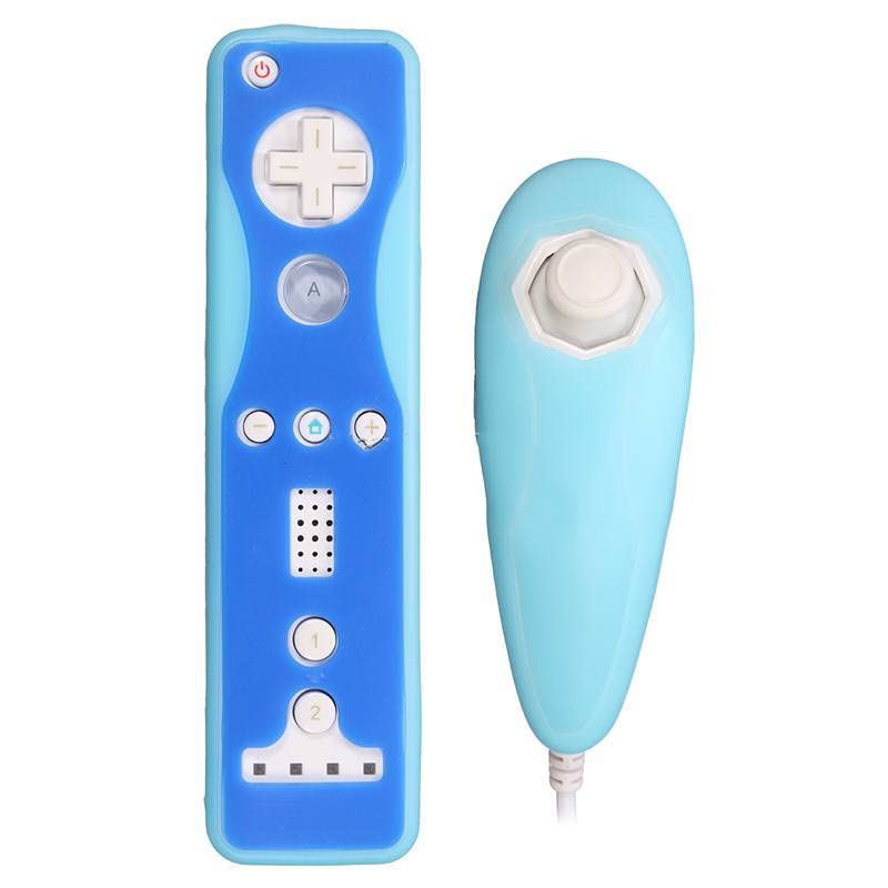 Soft Silicone Cover Case Skin Pouch for Wii Remote Nunchuk Controller Left and Right Joystick Silicone Case Soft Skin Cover (Blue) - color: Blue
