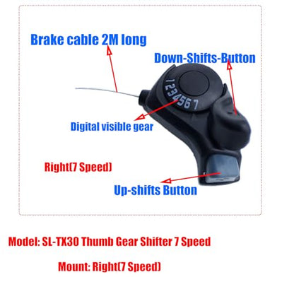 Bike 7 Speed Shifter, Right Thumb Gear Shifters, TX30 Shift Lever,Transmission Bike Gear Shifter AccessoriesOutdoor Mountain Bicycle for Road Bike City Bike Mountain Bike