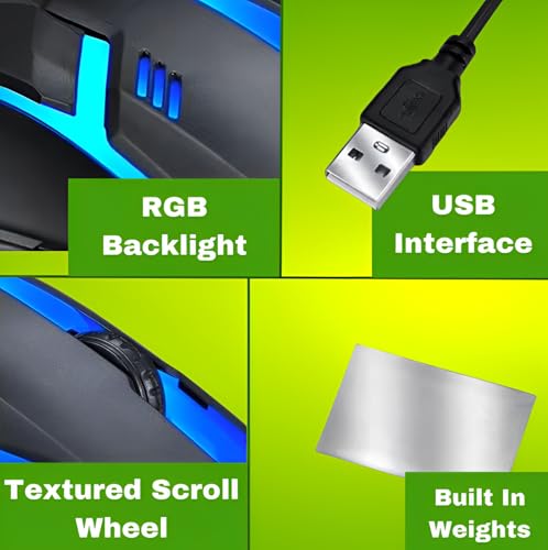 Wired USB Mouse – RGB Optical Computer Mouse,1200 DPI Office,Home and Game Mice for Windows PC, Laptop, Desktop, Notebook, for Right or Left Hand Use (Black)