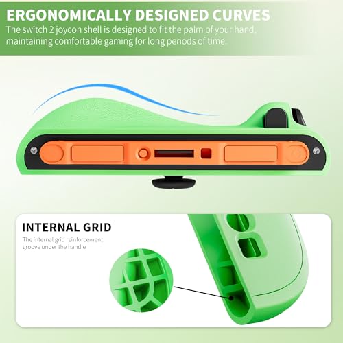 PAWDIARY Silicone Switch 2 Controller Grip Case, Frosted Protective Cover Skin for Nintendo Switch 2 Controller Handheld, [2 Pieces] Comfort Softshell and 2 Thumb Caps - Purple&Green - color: Purple-Green