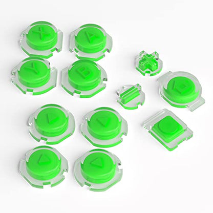 eXtremeRate Replacement Two-Tone Jelly Buttons for JoyCon, Green & Clear with Symbols Custom Controller ABXY Direction Home Capture + - Keys, DIY Action Face Buttons for Nintendo Switch & Switch OLED - color: Green & Clear