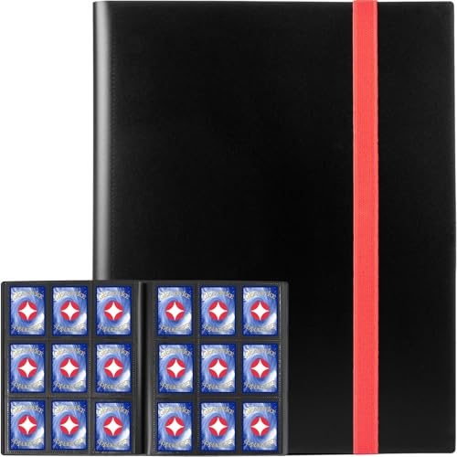 GEAoffice Card Binder, 9 Pockets Trading Card Album Folder, 360 Side Loading Pocket Binder for Sports&Game Cards, MTG and Other TCG, ATCs, Black - color: Black, size: Medium-9 Pockets