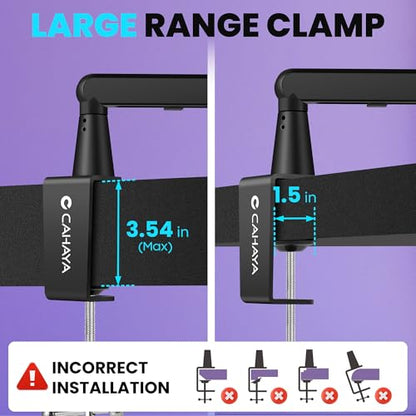 CAHAYA Mic Stand Boom Arm - Low Profile Adjustable Microphone Arm Stand with 3.5" Extension Pole Desk Clamp Screw Adapter for Streaming Gaming Black