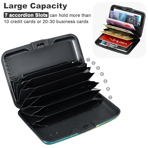Mini RFID Aluminum Wallet Credit Cards Holder Business Card Case Metal ID Case for Men Women（Apricot flower - color: Apricot flower