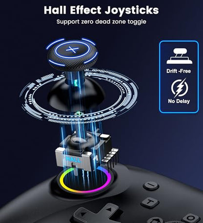 AIfasterfly PC Controller with Holder, Wireless Bluetooth Controller, 1000mAh Battery, with Hall Effect Joysticks & Triggers, No Dead Zone, No Stick Drift, Controller for PC, Switch, iOS and Android