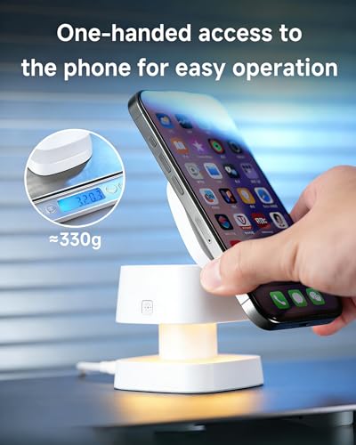 4-in-1 Wireless Charging Station, 15W Fast Charging with Adjustable Night Light, Multi Device Charging Station, Compatible with iPhone 15/14/13/12 Series, Apple Watch, AirPods – White - color: WHITE