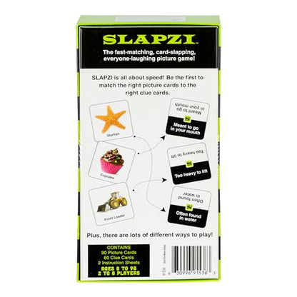 Moose SLAPZI Fast-Matching Card Game, 2-8 Players, Ages 8+ | Match picture to clue & slap down first; 60 clue & 90 picture cards, party game for kids and adults