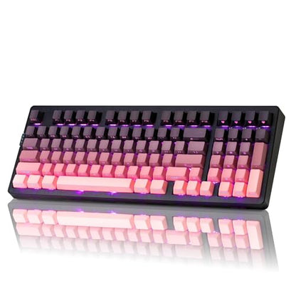 ZORNHER ZH980 Mechanical Keyboard Wireless,95% Pink Creamy Keyboard with Number Pad,Gaming Keyboard with Number Pad,Lighted Up PBT Keycaps,Loud Keyboard Clicky Blue Switches,Full Size - color: Blackberry, size: Clicky Switch