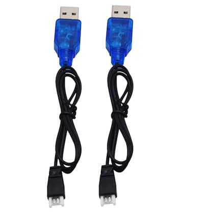 Blomiky 2 Pack 3.7V Lithium Battery USB Charge Cable with MX2.0 Plug Suitable for Some RC Airplane Shark Boat Helicopter Drone Battery / T12 USB