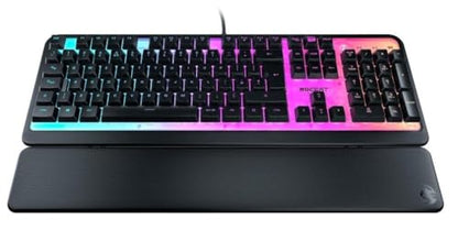 ROCCAT Magma Silent Membrane Switch PC Gaming Keyboard with 5 Zone/10 LED AIMO RGB Top Plate and Detachable Palm Rest - Black - style: Magma