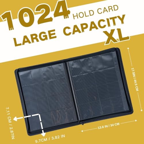 1000+ Pockets Trading Card Binder, 16-Pocket Card Ablum Compatible with MTG,Sports Cards & Other Standard Size Trading Cards (Yellow) - color: Yellow