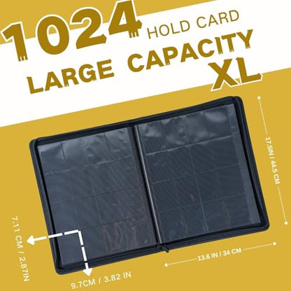 1000+ Pockets Trading Card Binder, 16-Pocket Card Ablum Compatible with MTG,Sports Cards & Other Standard Size Trading Cards (Yellow) - color: Yellow
