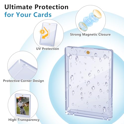 120ct Magnetic Card Holder, 35pt One Card Touch Holder for Trading Cards,Baseball Card Protectors Hard Plastic, Display Case for Collectible Cards Sport Cards Game Cards Top Loads for Cards Sleeves