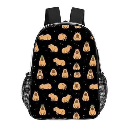 Clear Backpack with Mesh Pockets Stadium College Work | Beach Waterproof, Capybara, Heavy Duty, Transparent See Through Bag for Seaside Trips - color: Pattern (327)