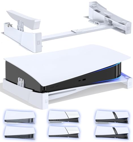 OIVO PS5/Slim/Pro Horizontal Stand for Disc & Digital Console, Stable PS5 Accessories Base Stand with Upgraded Support Rods on Bottom & Scalable Design for PlayStation 3 Skins - color: All White, size: Basic Version