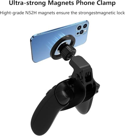 DOYO Magnetic Controller Phone Mount Clip for Switch and Switch Lite Pro Controller, Gaming Phone Holder, Adjustable Mag-Safe Phone Mount Holder for Switch Controller - color: Black-for Switch Controller