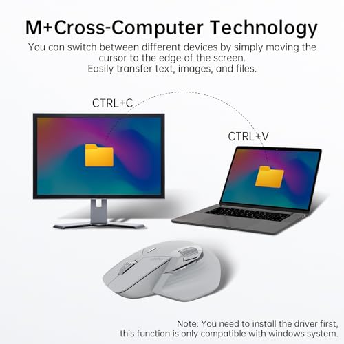 Rapoo MT760 Multi-Device Wireless Mouse, Bluetooth 5.0 and 2.4G Multi-Mode Connection, Up to 4 Devices, 11 Programmable Buttons, 4K DPI, 90 Days Battery Life, PC, Light Grey - color: Light Grey, size: Standard