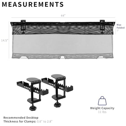 VIVO No Drill Clamp-on 44 inch Mesh Net Under Desk Cable Management Wire Organizer, Adjustable Home Office Standing Desk Cord Storage Sleeve, Black, DESK-AC44MH - size: 44"