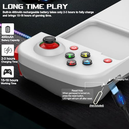 ARVIN Mobile Game Controller for iOS iPhone 14/13/12/11/X, iPad, MacBook, Android Samsung, TCL, Tablet, PC, Steam Deck, Wireless Gamepad Joystick for Call of Duty, Apex, with Macro Programming, White - color: White