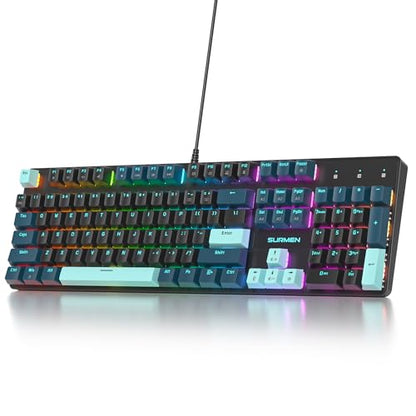 surmen Full Size Creamy Keyboard with Number Pad, 104 Keys RGB Wired Mechanical Gaming Keyboard Backlit with PBT Keycaps Linear Red Switch for Laptop Desktop PC Gamers（104 Monster B） - color: 104 Monster B