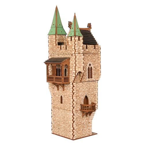 The Great Tower P- Medieval Castle - DIY Wooden Building Kit Crafts for Adults, Puzzle Wood Model Kit - Laser Cut Wooden Puzzle Architecture & Engineering Assembly Set - Hobby building kit - Realistic - color: Great Tower (Real Texture)