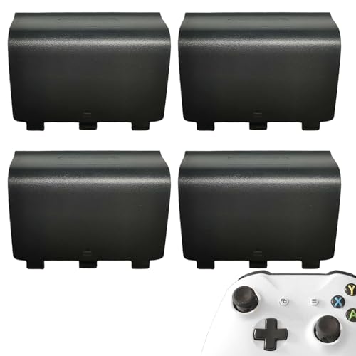 4 Pcs Battery Cover Replacement for Xbox One/One S/One X Controller[NOT for Xbox Series X/S],Battery Back Shell Covers Repair Part Compatible with Xbox One Controller(Black) - color: 4 Black