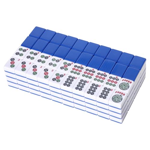 TIASUSAN American Mahjong Tile Set, 166 Blue Tiles, Bag and Mahjong Accessories, 4 All-in-One Rack/Pushers, Mahjong Set Complete - color: Blue