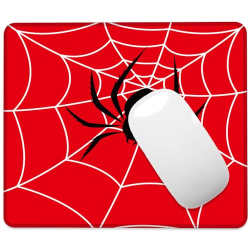 Mouse Pad Spider on Spider Web Square Mousepad Desk Mat with Non Slip Rubber Base, Stitched Edge Mouse Mat Desk Pad for Work Game Office, 9.5x8 Inches - color: Spider on Spider Web