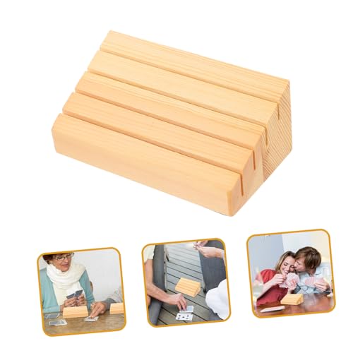 SUPVOX 2Pcs Wooden Card Stand Game Card Storage Holder for Easy Display Smooth Finish for Games Creative Decor for Chess Rooms Hotels and Gambling Houses