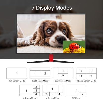 MT-VIKI 4K Quad HDMI KVM Multiviewer 4x1 w/PIP POP, Support ONE Set of Keyboard/Mouse/Monitor Control 4 PCs, 4K@30Hz Support Hotkey/Button Seamless Switching - size: 4x1 w/ KVM