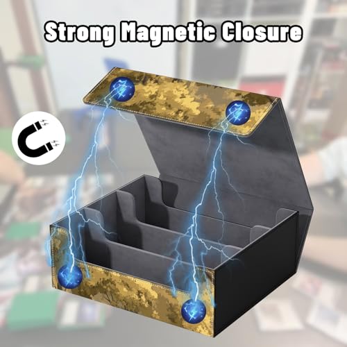 DEGDFSGR Card Game Storage Box for TCG MTG Commander Deck Box MTG Card Box Organizer Trading Card Case Magnetic Closure Creative Pattern Up to 2400 Cards, Golden Tree Spirit - color: Golden Tree Spirit