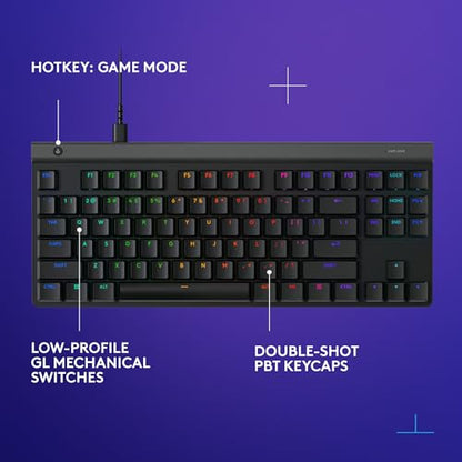 Logitech G515 TKL Gaming Keyboard (Tactile) - Black | Fully customizable, double-shot PBT keycaps, brown switches - color: Black, style: Wired