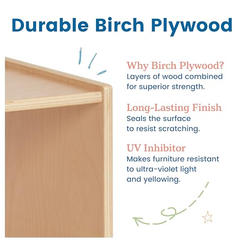 ECR4Kids 5-Compartment Mobile Storage Cabinet, Toddler, Classroom Furniture, Natural - color: Natural
