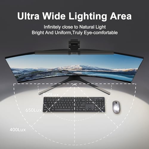 Monitor Light Bar with Motion Sensor, USB LED Desk Lamp,Home Office Gaming | No Glare Eye-Care LED Screen Bar,Touch Control USB Reading Desk Lamp for Flat & Curved Monitor - style: Touch+Sensor