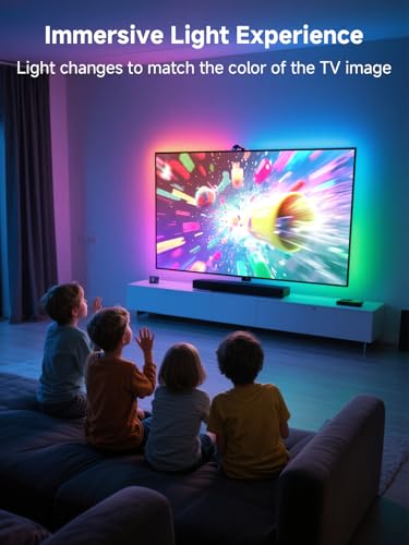 GIPOYENT TV LED Backlight with Camera, 10.5FT RGBIC Screen Sync Lights for 32–50 Inch TVs & PC Monitors, Music Sync LED Strip Lights with App for Gaming, Movies, Bedroom