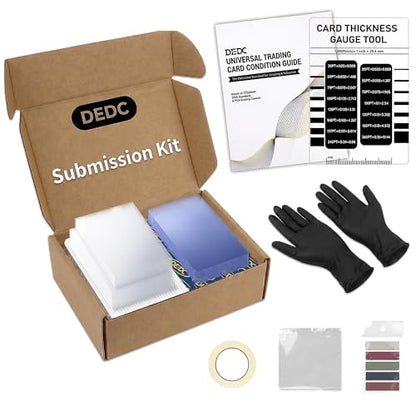 DEDC Card Grading Submission Kit Shipping Mailing Kit for CGC with Paper Tape, Gloves, Gauge Tool 25 Semi Rigid Card Holders 50 Card Sleeves 100 Thick Card Sleeves 1 Wiping Cloth (1-Set- CGC) - size: 1-set- CGC