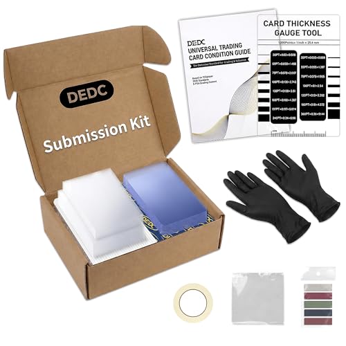 DEDC Card Grading Submission Kit Shipping Mailing Kit for CGC with Paper Tape, Gloves, Gauge Tool 25 Semi Rigid Card Holders 50 Card Sleeves 100 Thick Card Sleeves 1 Wiping Cloth (1-Set- CGC) - size: 1-set- CGC