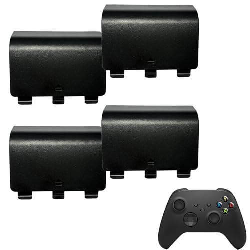 4 Pack Battery Back Cover for Xbox Series X Controller, Battery Cover Door Compatible with Xbox Series S Controller, Battery Back Shell Repair Part for Xbox Series X/Series S Controller (Black) - color: Black