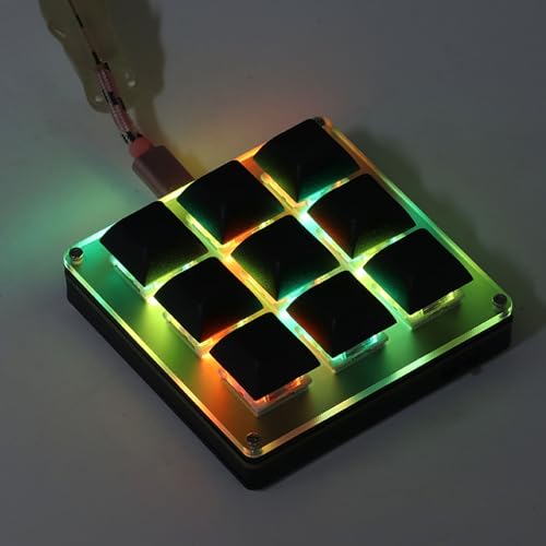 Gugxiom Mini 9 Key Macro Keyboard, One Handed Mechanical Gaming Keyboard, Triple Mode USB C 2.4G BT 5.1 Programmable Keypad