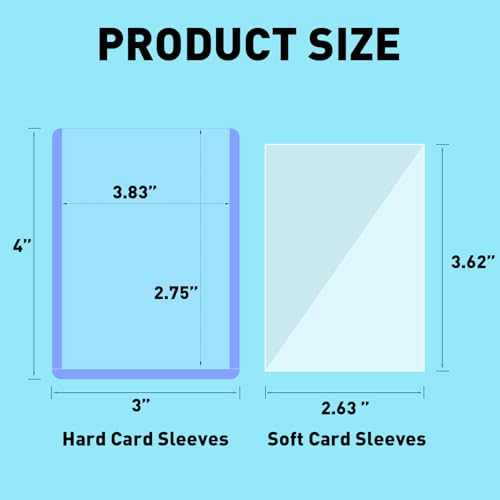 200 55pt Card Sleeves Hard Plastic (100 Hard Sleeves+100 Soft Sleeves) | Clear open-top transparent design, shields cards from scratches, suitable for Standard Trading, Baseball, Sport, Game Cards - size: 55PT 100 Hard & 100 Soft Sleeves