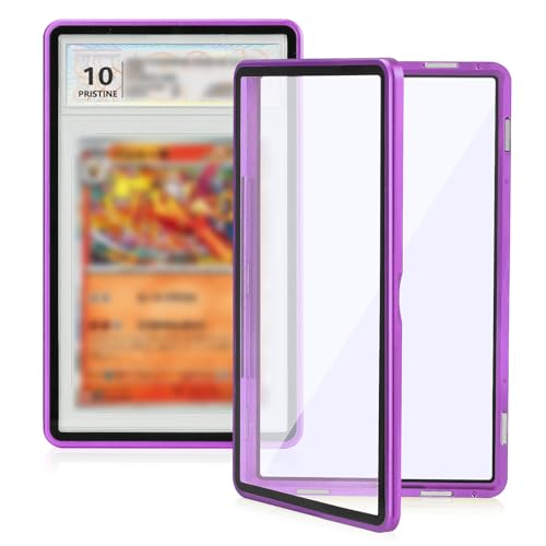Magnetic Graded Card Case, Premium Aluminum Alloy Protector with 9-Point Lock, Personalized Slab Bumper for 35PT PSA/CSG, Drop-Tested & UV Resistant, Ideal for Display & Long-Term Storage (Purple) - color: Purple, style: PSA Card Case