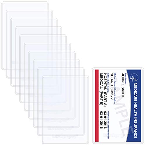 Wisdompro 10 Pack New Medicare Card Protector Sleeves, 6 Mil Clear PVC | Soft and Flexible Wallet Size Slot for Social Security Card, Insurance Card, Credit Card, Debit Card, Driver’s License - size: 10 Pack