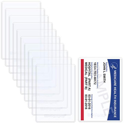 Wisdompro 10 Pack New Medicare Card Protector Sleeves, 6 Mil Clear PVC | Soft and Flexible Wallet Size Slot for Social Security Card, Insurance Card, Credit Card, Debit Card, Driver’s License - size: 10 Pack