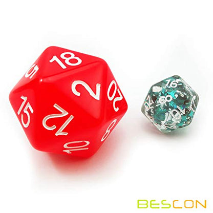 Bescon Jumbo Glowing D20 38MM, Big Size 20 Sides Dice Red Glow in Dark, Big 20 Faces Cube 1.5 inch - color: Red Glow in Dark