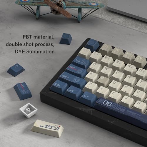dagaladoo Retro Comic PBT keycaps Set,Cherry Profile Keyboard Keycaps | Beige/Blue key caps,Dye Sublimation,134-keys Custom keycaps for 60% 65% 75% 100% Cherry-MX switch Mechanical Keyboard - color: Gundam keycaps