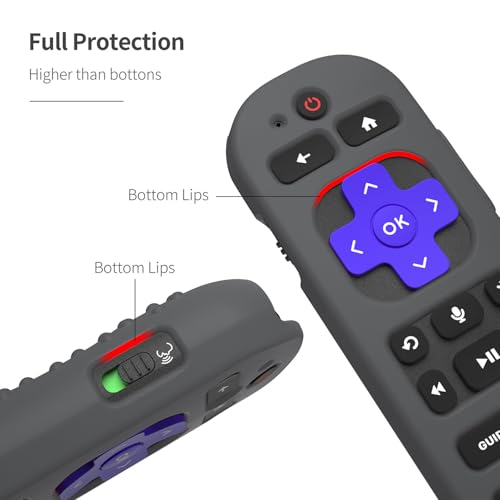 Silicone Cover for Roku Voice Remote Pro 2nd Ed. Roku Remote Control RCB1R Protective Silicone Case Sleeve Shockproof Skin for Roku Remote with Lanyard (Dark Grey) - color: dark grey