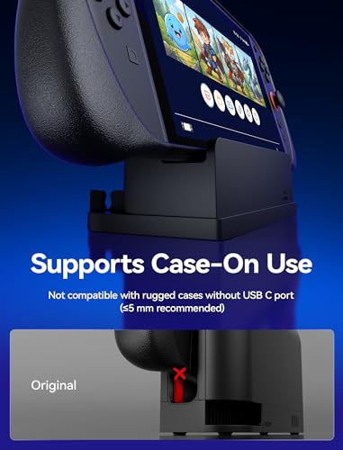 JSAUX Extender Cable with Stand for Switch 2 Dock, 35cm USB C Extension Cable for Thick Protective Cases, Fast Charging, 10Gbps Data, 4K@60Hz Video Output, 1:1 Dock Function Restore, Passive Cooling