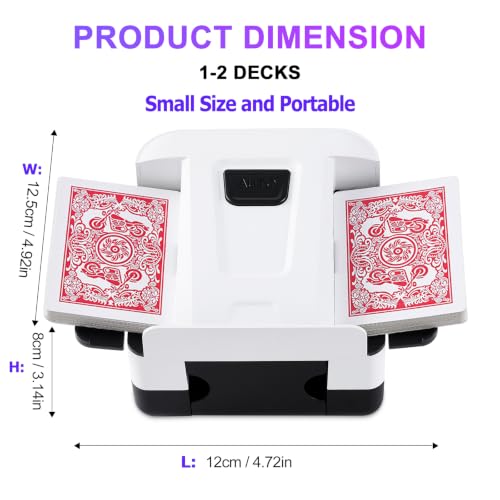 FEIERYA Automatic Card Shuffler 2/1/4/6 Deck | Battery-Operated Electric Playing Card Shuffler,Compatible with UNO,Poker for Home Card Game,Travel - size: 2 Decks Rechargeable USB